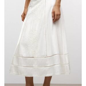 Zara ZW collection Embroidered Midi Skirt